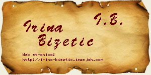 Irina Bizetić vizit kartica